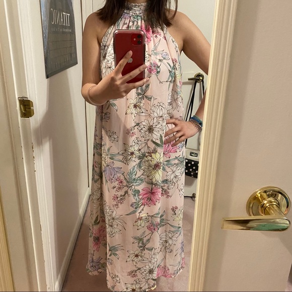 Pink Chiffon Floral Dress - Picture 1 of 4